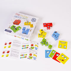 Wooden Children Puzzle Challenge Level Toy Expression Thinking Training Building Block, Large, Small