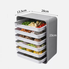 6-Layer Wall-Mounted Hot Pot Tray Kitchen Household Preparation Dishes Free Perforation Rectangular Side Dishes, Gray Frame+ White Plate, Blue Frame + Yellow Plate