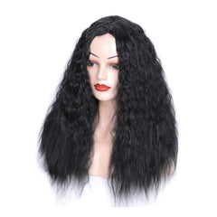 Matte Realistic Corn Perm Long Curly Hair Woolen Volume Wig Headgear, Black, Black Gradient Deep Purple, Black Gradient Dark Milky Gray, Black Gradient Milky Gray, Black Gradient Light Milky Gray, Black Gradient Sapphire Blue, Light Brown              ...
