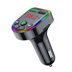F5 Car FM Transmitter Bluetooth Hands-Free MP3 Music Player Colorful Atmosphere Light, F5