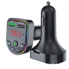 F5 Car FM Transmitter Bluetooth Hands-Free MP3 Music Player Colorful Atmosphere Light, F5