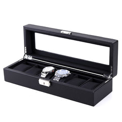 Woven Pattern PU Leather Watch Box Jewelry Storage Display Box, 6 Bits, 12 Bits