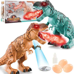 Electric Spray Egg Laying Dinosaur Toy Can Project Dinosaur Model, Brown, Blue
