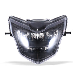 Motorcycle LDE Retro Headlights LED Far Near Beam Lights For Yamaha LC135 V2-V6, Transparent Glass, Smoked Glass