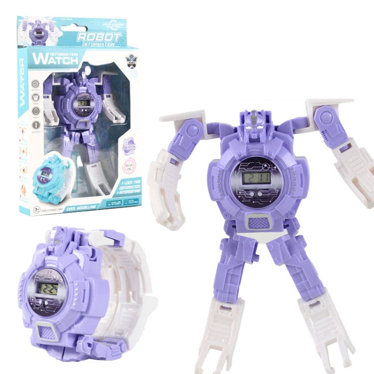 3 PCS Children Electronic Watch Cartoon Deformation Robot Toy Watch, Blue, Purple, Yellow, Pink