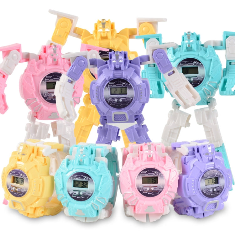 3 PCS Children Electronic Watch Cartoon Deformation Robot Toy Watch, Blue, Purple, Yellow, Pink