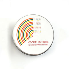 12 in 1 Stainless Steel Biscuit Cutting Set Fondant Biscuit Mold Round Cake Baking Mold, Color Mold(12 in 1)