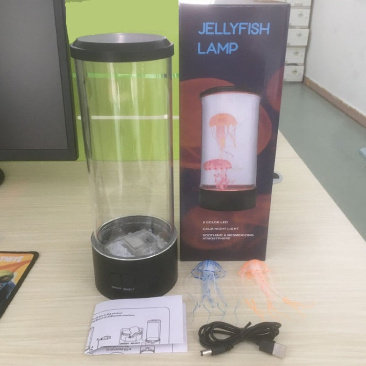 Cylindrical LED Simulation Jellyfish Light USB Powered Colorful Jellyfish Atmosphere Light, 10.5 x 10.5 x 29.4cm