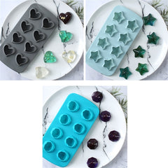 2 PCS Creative Silicone Ice Tray Mold 8 Continuous Mould Home-Made DIY Ice Tray Box, Style:, Fruit  (Blue), Fruit  (Vermillion), Round  (Red), Round  (Blue), Brick  (Blue), Brick (Gray), Five-star  (Blue), Ice Cream (Blue), Lemon  (Green)              ...