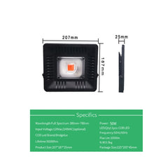 Ultra-Thin LED Plant Light, Full Spectrum COB Growth Light, Vegetable, Fruit & Flower Greenhouse Fill Light Without Plug, 50W, 100W, 150W