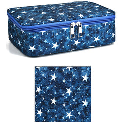 Large-Capacity Frosted Pencil Case Zipper Pencil Case, Blue Five-pointed Star, Red Five-pointed Star, Green Geometry