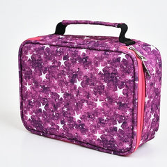 Large-Capacity Frosted Pencil Case Zipper Pencil Case, Blue Five-pointed Star, Red Five-pointed Star, Green Geometry