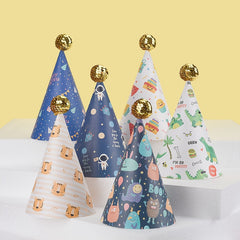 20 PCS Cute Children Bronzing Birthday Hats Cake Baking Decoration Party Hats, Cute Rainbow, Hot Air Balloon