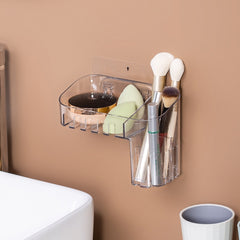 Magic Sticker Plastic Toiletry Makeup Storage Box Transparent Home Creative Organizing Box,Specification:, Shallow Style, Deep Style