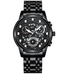 FNGEEN 4088 Men Hollow Quartz Watch Student Waterproof Luminous Watch, Full Gold Gold Surface, Full Gold Black Surface, Black Steel Black Surface White Nails, Black Steel Black Surface Gold Nails, Gold And Gold Surface, Gold Black Surface              ...