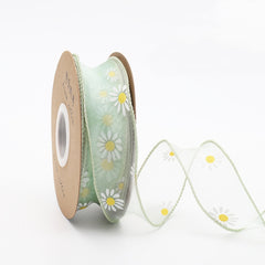 Small Daisy Mermaid Ribbon Flower Bouquet Handwriting Snow Yarn Ribbon, Beige, Black, White, Mint Green, Smoky Gray, Taro Purple, Pink