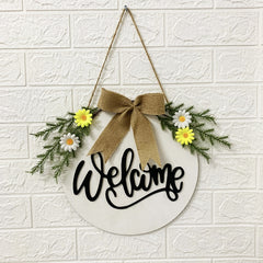 Home Decorations Easter Wreath Shooting Props Wreath Door Hanging, Brown Hello, Whiteboard Black Letter Welcome Sign, Dark Blue Welcome Wooden Sign, Dark Blue Easter Rabbit