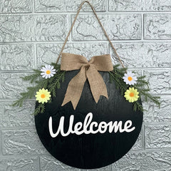 Home Decorations Easter Wreath Shooting Props Wreath Door Hanging, Brown Hello, Whiteboard Black Letter Welcome Sign, Dark Blue Welcome Wooden Sign, Dark Blue Easter Rabbit