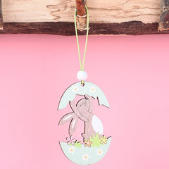 Easter Wooden Pendants Festive Atmosphere Decorative Items, Bunny Egg Shell, Rabbit Lifting Eggshell, Small Egg Shell, Yellow Rabbit Eggshell, Pink Egg, Yellow Rabbit Tooth Egg, Light Yellow Upside-down Rabbit Eggs, Blue Egg, Orange-winged Bird        ...