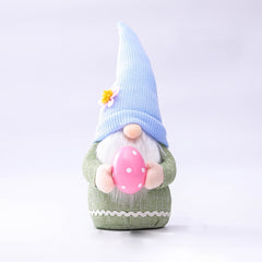 2 PCS Easter Pink Ears Plaid Bunny Dwarf Doll Elf Doll Ornaments Home Decoration Products, Faceless Men, Bunny