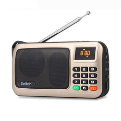 Rolton W405 Portable Mini FM Radio TF Card USB Receiver Music Player with LED Display, Red, Gold, Blue