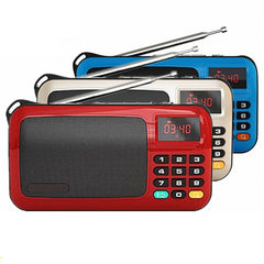 Rolton W405 Portable Mini FM Radio TF Card USB Receiver Music Player with LED Display, Red, Gold, Blue