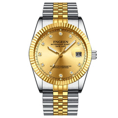 FNGEEN 7008 Men Fashion Diamond Dial Watch Couple Watch, Full Gold Gold Surface, Full Gold Black Surface, Full Gold White Surface, Golden Surface, Gold Black Sueface, Golden White Surface, Brown Leather Full Gold Surface                                ...