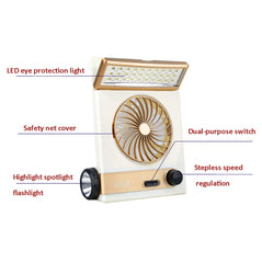 Four-In-One Solar Fan With Lamp Flashlight Function,CN Plug, Golden, Blue