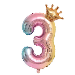 32-Inch Gradient Color Crown Digital Balloon Children Birthday Decoration Film Balloon