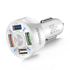 BK-358 3A QC3.0 4USB Car Charger One For Four Mobile Phone Car Charger, Black, White