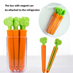 5 Sets Carrot Sealing Clip Food Bag Sealing Clip With Magnet Box, Carrot Sealing Clip