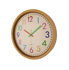 12 Inch Living Room Creative Color Wood Grain Wall Clock Quartz Clock  Classroom Children  Personality Wall  Clock, Wood Grain Wall Clock