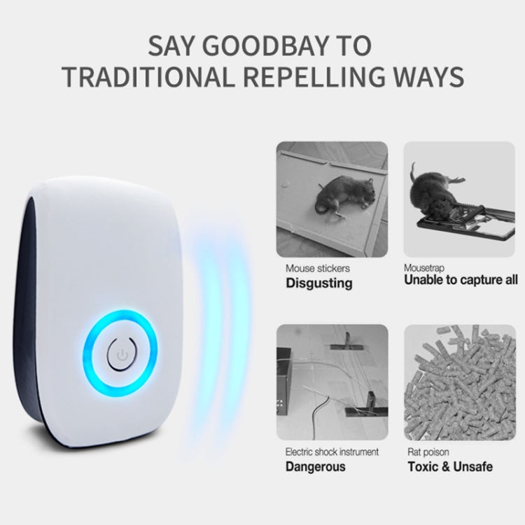 H12 2 PCS Ultrasonic Electronic Mouse Repeller Household Mini Mosquito Repeller, H12 US Plug White