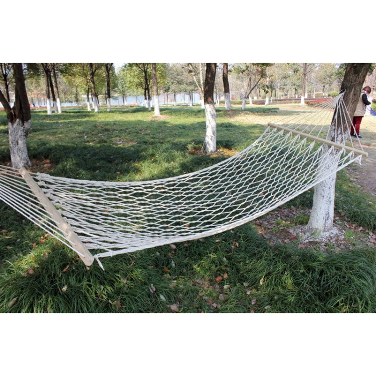 Outdoor Mesh Hammock Cotton Thread Solid Wood Stick Hammock Indoor Swing, Size: 200x80cm, 200x80cm White