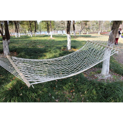 Outdoor Mesh Hammock Cotton Thread Solid Wood Stick Hammock Indoor Swing, Size: 200x80cm, 200x80cm White
