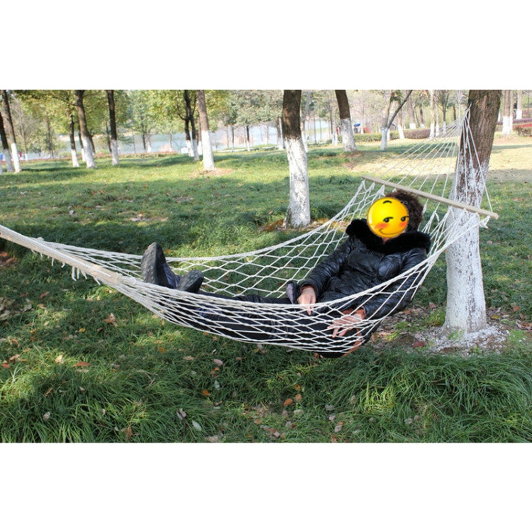 Outdoor Mesh Hammock Cotton Thread Solid Wood Stick Hammock Indoor Swing, Size: 200x80cm, 200x80cm White
