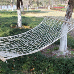Outdoor Mesh Hammock Cotton Thread Solid Wood Stick Hammock Indoor Swing, Size: 200x80cm, 200x80cm White