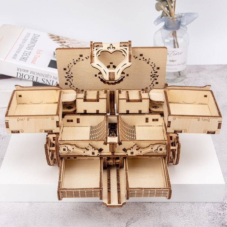 Wooden Machinery Antique Box DIY Gift Gear Rotating Model 3D Assembly Puzzle Educational Toy, Wooden Machinery Antique Box