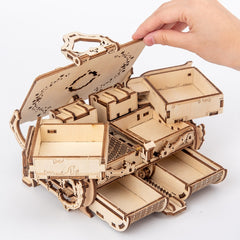 Wooden Machinery Antique Box DIY Gift Gear Rotating Model 3D Assembly Puzzle Educational Toy, Wooden Machinery Antique Box