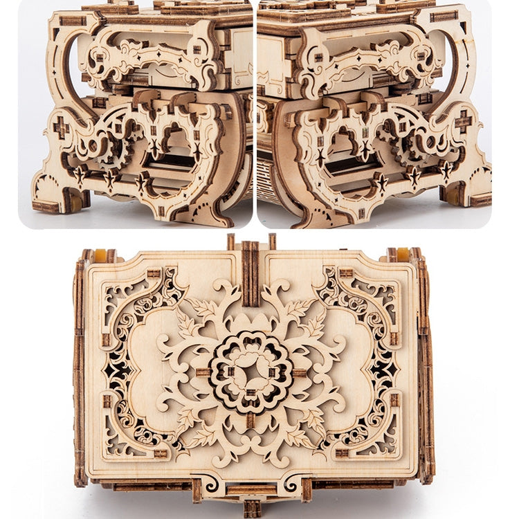 Wooden Machinery Antique Box DIY Gift Gear Rotating Model 3D Assembly Puzzle Educational Toy, Wooden Machinery Antique Box
