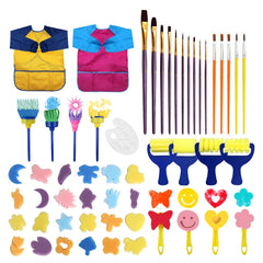54 In 1 Painting Tool Brush Painting Clothes Sponge Brush Set For Children, Black Brush, Blue Brush, Rose Red Brush