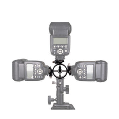 2 PCS Round Field 3 Triple Head Hot Shoe Mount Adapter Flash Holder Bracket Light Stand Holder, Round Triple Heads Bracket