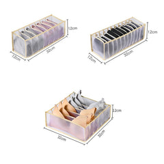 3 in 1 Underwear Drawer Storage Box Household Socks Folding Storage Box, Beige, Gray