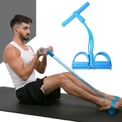 Multifunctional Four-Tube Pedal Puller Pedal Elastic Rope Sit-Ups Aid Abdomen Fitness Equipment, Green, Purple, Blue, Red, Yellow