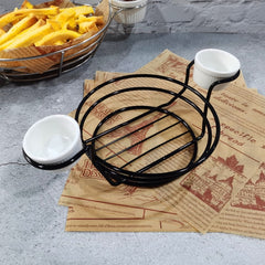 Wrought Iron Fruit Portable Storage Basket Bread French Fries Fried Snacks Portable Basket, Double Cup Egg-shaped, Double Cup Round, Single Cup Boat, Square Short Basket, Rectangular Short Basket, Large Round Wire, Small Round Wire, Large Messy Wire   ...