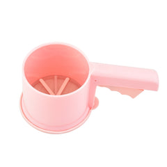 Convenient Hand-Held Semi-Automatic Four Sieve Baking Tool, Blue, Orange, White, Pink