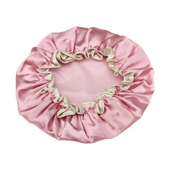 Lovely Thick Women Satin Colorful Double Waterproof Hair Cover Bathing Cap, Pink, Gold, Grey