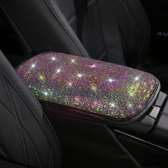 Car Diamond Armrest Box Cushion Personalized Car Decorations Dirt And Non-Slip, Black Colorful Diamond, Black White Diamond, Black Blue Diamond, Black Green Diamond