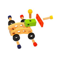Wooden Simulation DIY Children Cartoon Toolbox Toys Play House Early Education Toys, Cartoon Toolbox Toys