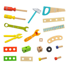 Wooden Simulation DIY Children Cartoon Toolbox Toys Play House Early Education Toys, Cartoon Toolbox Toys